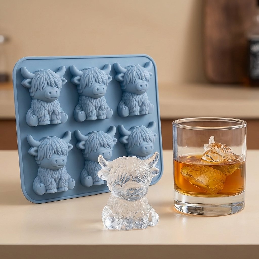 25a2fd7d5f26d152f8537f6b9dc1cb53324d76d4.jpeg 🐮 Mini Highland Cow Ice Cube & Dessert Mold 🧊🍪 Cute 3D Ice for Drinks, Parties & Gifts💕 - Image 1