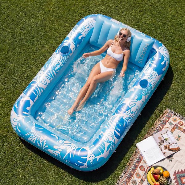 Inflatable Tanning Pool Lounger – 4-in-1 Sunbed Float with Pillow 💖