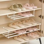Retractable Cabinet Hanging Shelf Organiser – Carbon Steel, No Drilling, Doubles Storage Space (White / Black) - Image 6