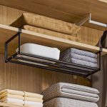 Retractable Cabinet Hanging Shelf Organiser – Carbon Steel, No Drilling, Doubles Storage Space (White / Black) - Image 8