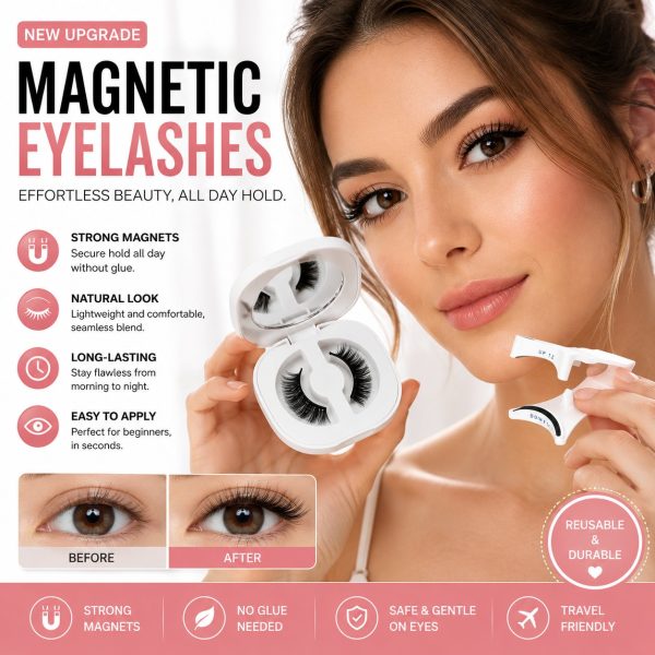 🔥✨ Hot Sale! ✨🔥 Magnetic Eyelashes – No Glue, No Mess, Effortless Glam Every Day 👁️💖💄 Travel-Friendly & Reusable Beauty Must-Have! 🌸💫