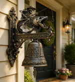 🎣 Metal Skeleton Fisherman Wall Bell – “This Is My Happy Place” Outdoor Décor - Image 2